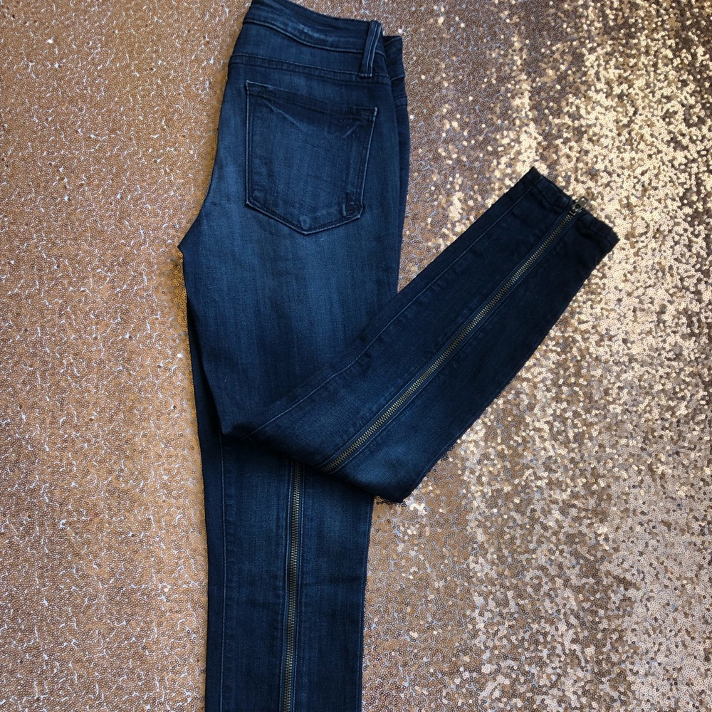 Bebe Skinny Ankle Jeans Leg Zippers 26